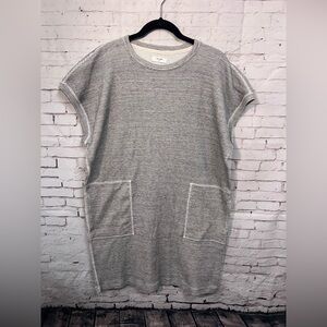 BILLY REID Sz Small Casual Oversized Shift Dress Coastal Lagenlook Gray Bateau